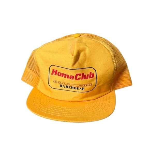 80s Vintage Yellow Home Club Snap Back Trucker Hat - Picture 1 of 4